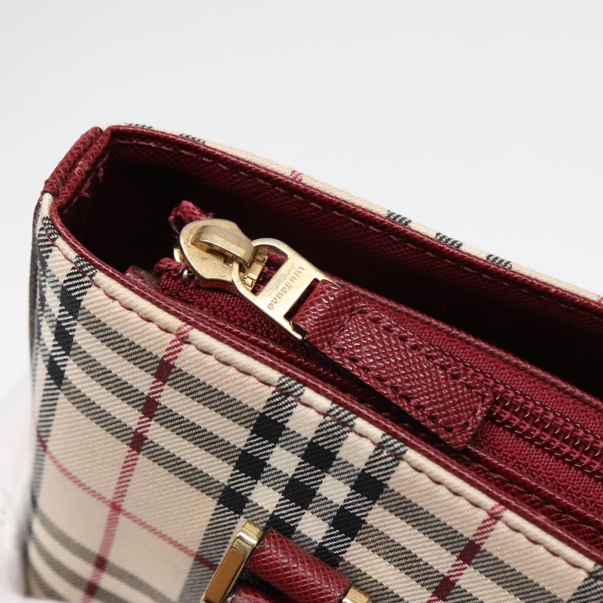 BURBERRY Nova Check Shoulder Bag Canvas Beige Red Auth 90761 | eBay