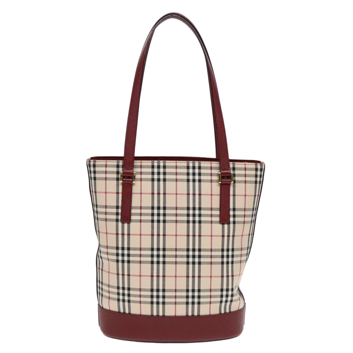 BURBERRY Nova Check Shoulder Bag Canvas Beige Red Auth 90761 | eBay