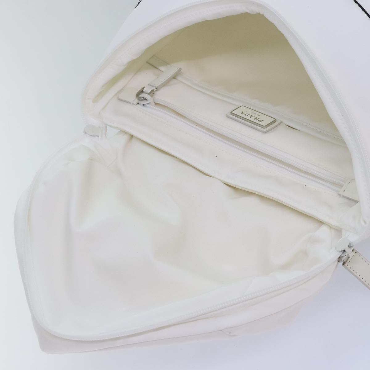 PRADA Backpack Nylon White Silver 1BZ072 Auth 91414A | eBay