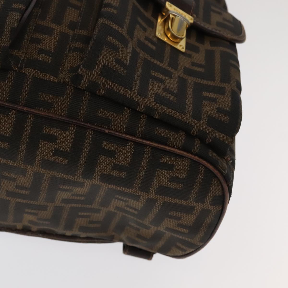 FENDI Zucca Canvas Backpack Brown Black gold Auth 91551 | eBay display picture 3