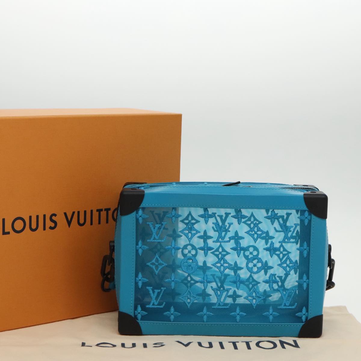 LOUIS VUITTON Monogram Mesh Soft Trunk Bag Light Blue M45074 LV