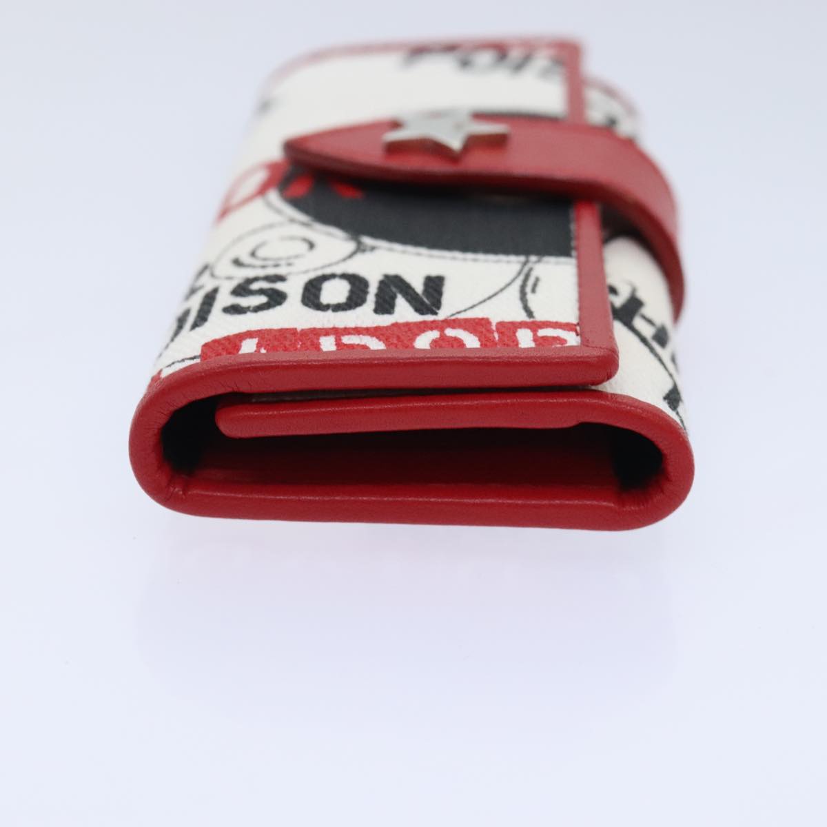Christian Dior Hardcore Key Case Canvas White Red Auth