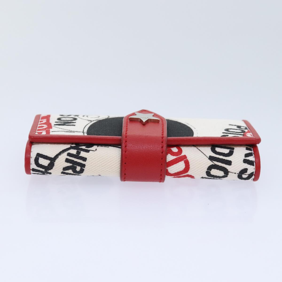 Christian Dior Hardcore Key Case Canvas White Red Auth