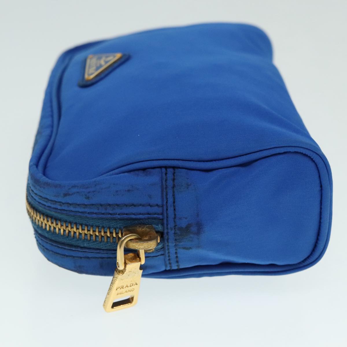 PRADA Pouch Nylon Blue Gold Auth 91930 | eBay