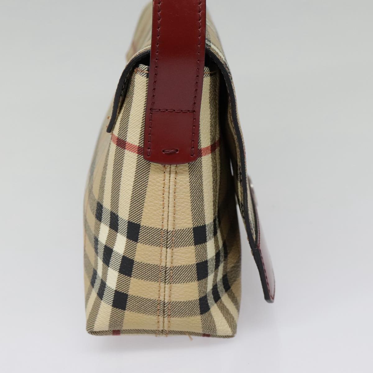 BURBERRY Nova Check Shoulder Bag PVC Leather Silver Beige
