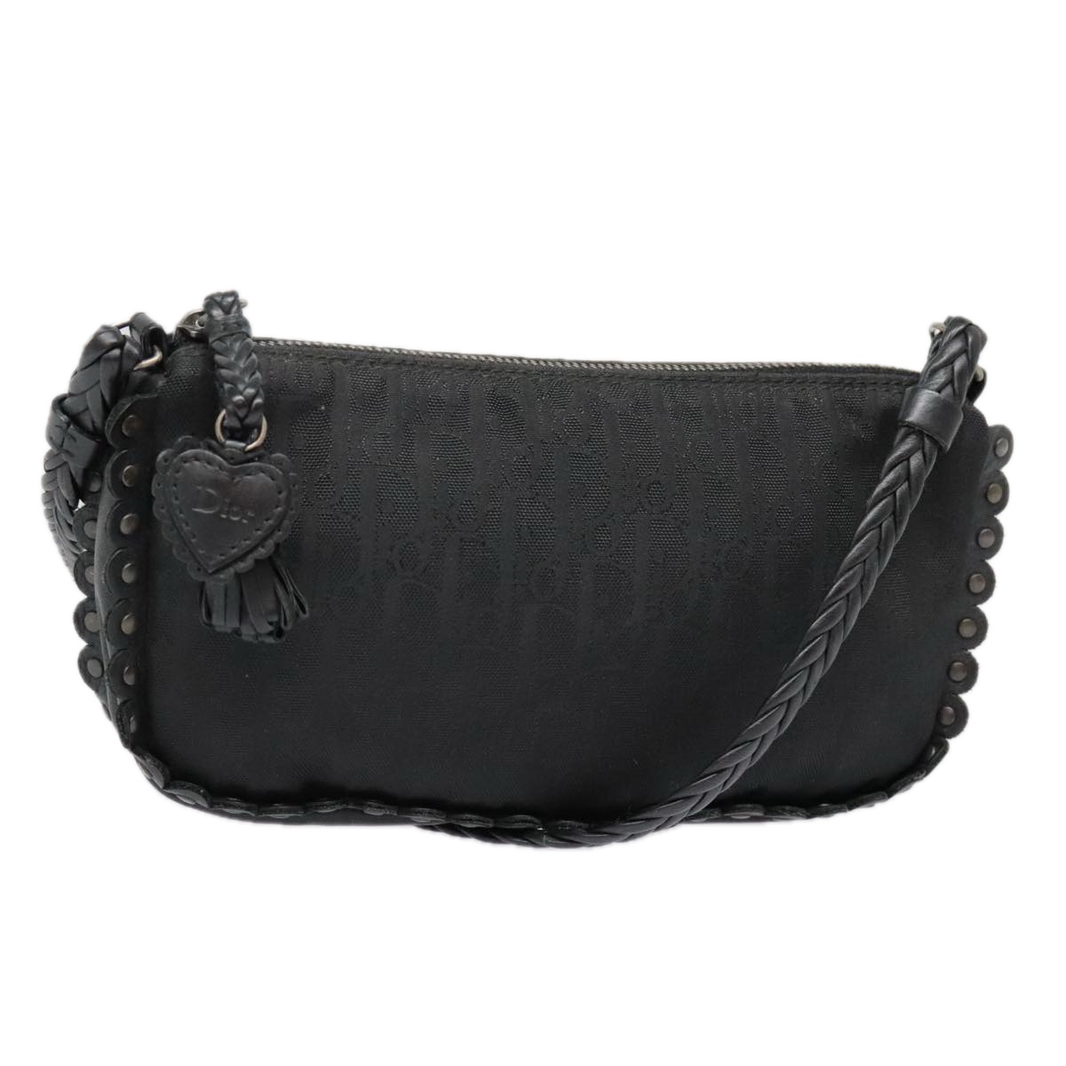 大型セールや時期 Christian Dior Trotter Canvas Shoulder Bag Silver Black Auth 時計
