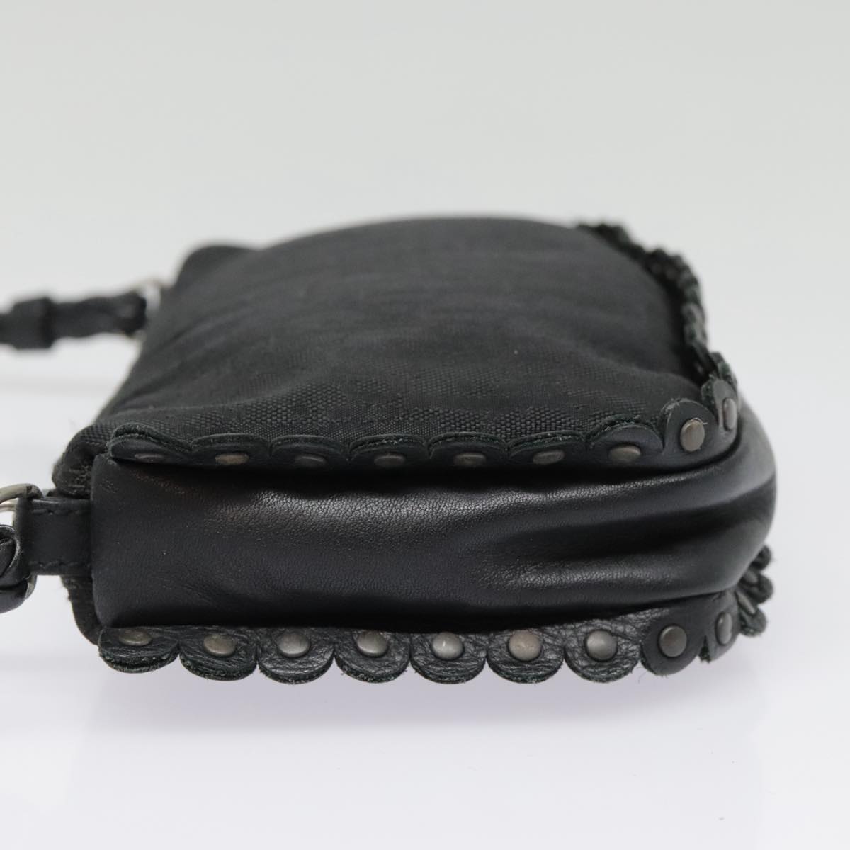 Christian Dior Trotter Canvas Shoulder Bag Silver Black Auth
