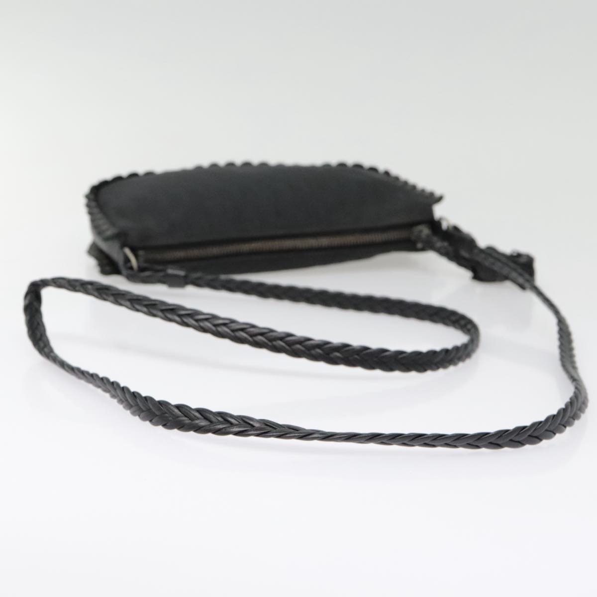 Christian Dior Trotter Canvas Shoulder Bag Silver Black Auth