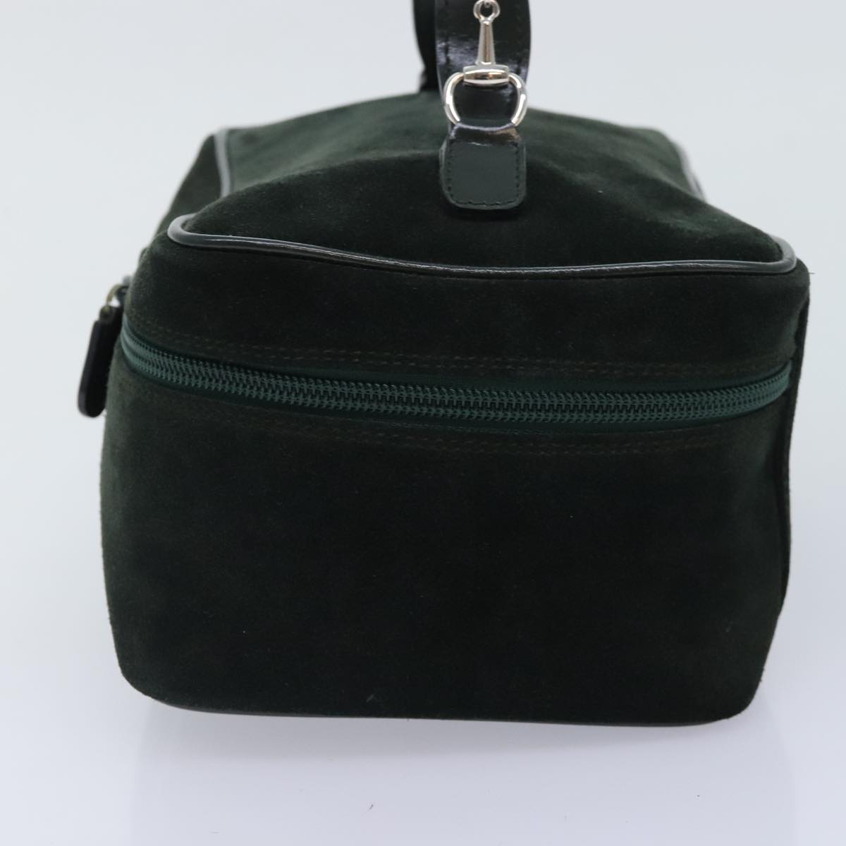GUCCI Vanity Pouch Suede Green Silver 032 1705 0140 Auth