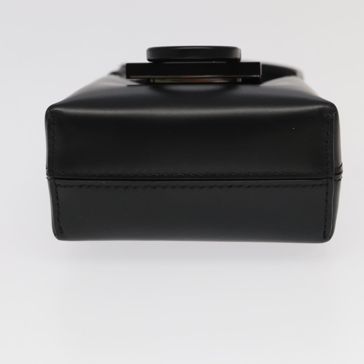 Salvatore Ferragamo Gancini Hand Bag Leather Black Auth