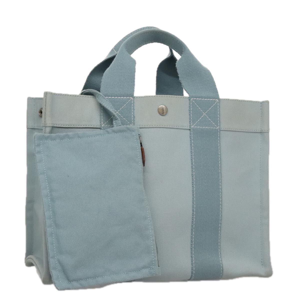 HERMES Bora Bora PM Tote Bag Canvas Light Blue Auth 94482