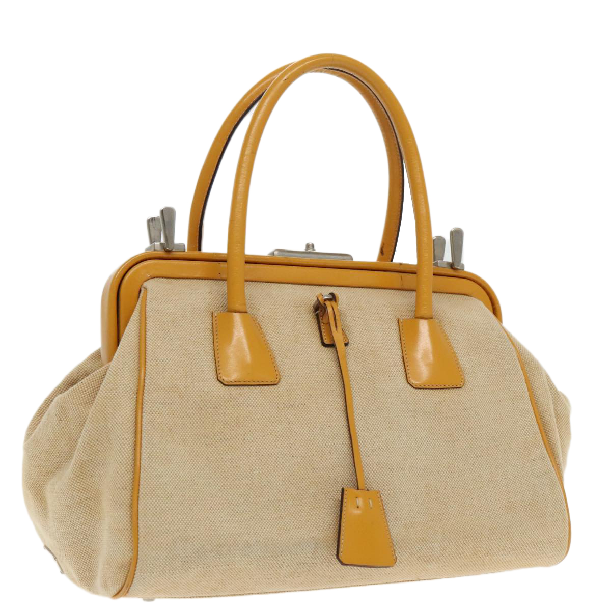 【PRADA】SAND CANVAS HANDBAG Prada Sand Canvas Shopping Bag | italist
