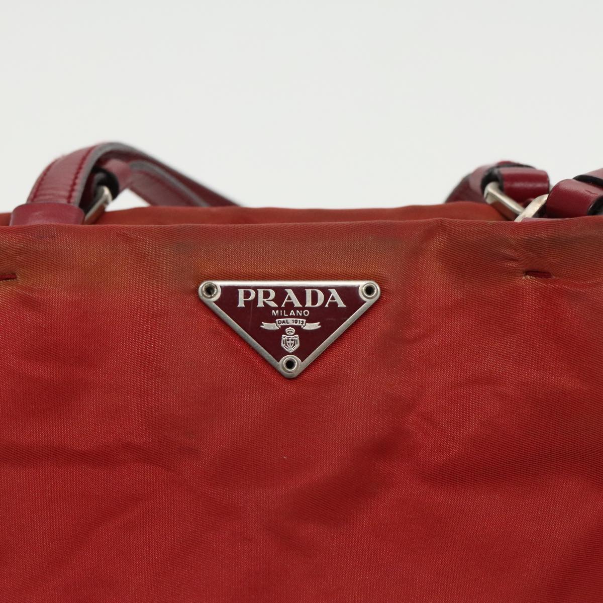 PRADA Hand Bag Nylon Red Silver Auth 95372 | eBay