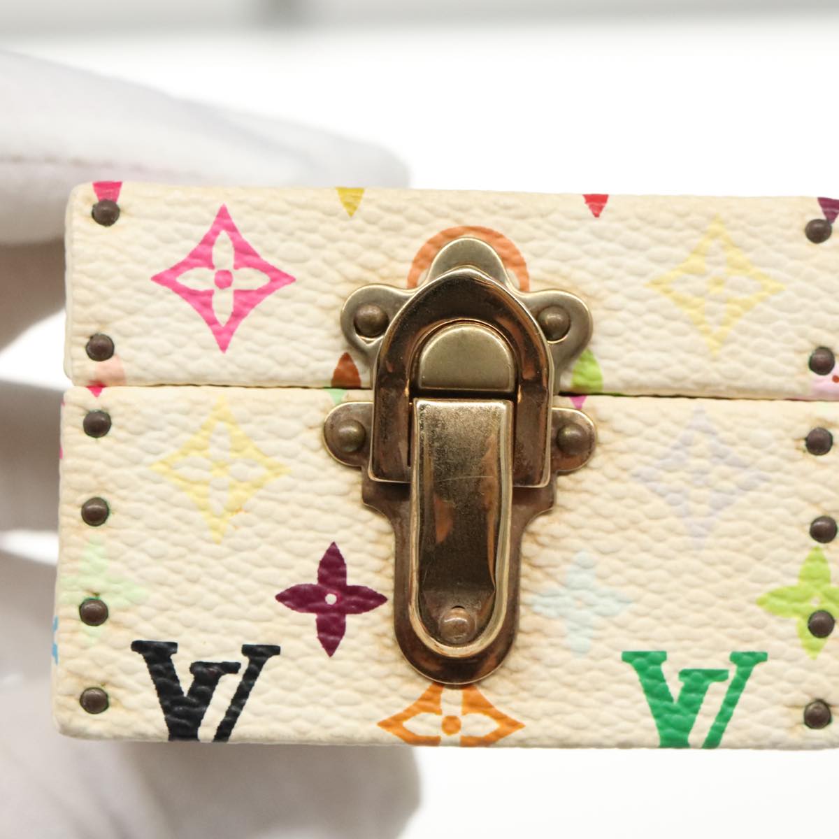 LOUIS VUITTON Monogram Multicolor Jewelry Box White LV Auth