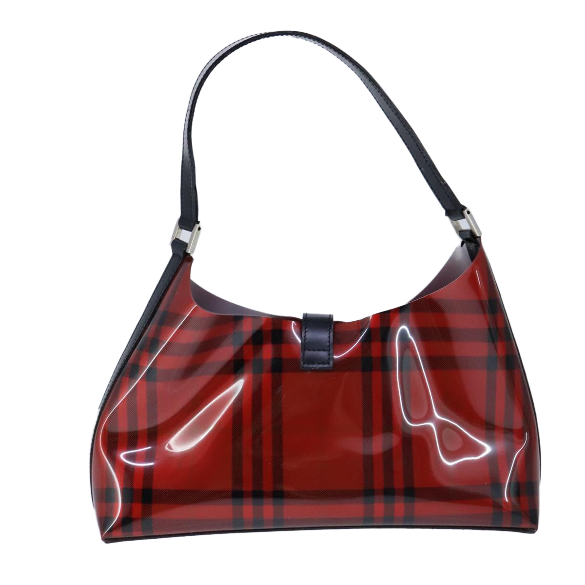 BURBERRY Nova Check Shoulder Bag Vinyl Red Auth 98185 | eBay