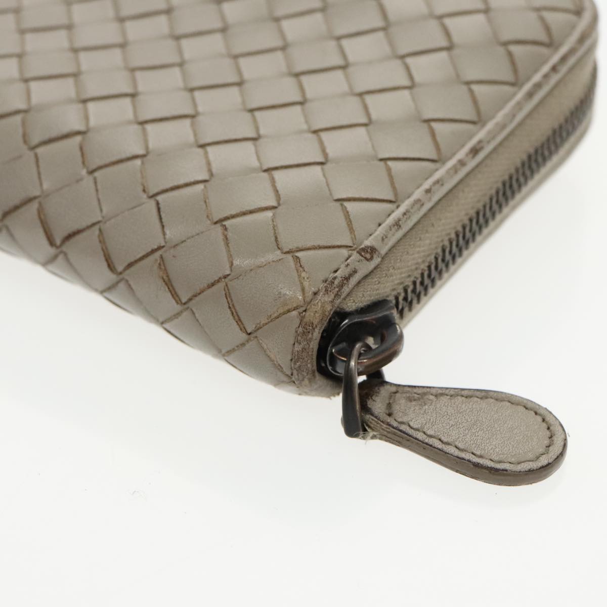 BOTTEGA VENETA★Gray Leather Intercciaco Long Wallet BOTTEGA VENETA INTRECCIATO Long Wallet Leather Gray Auth