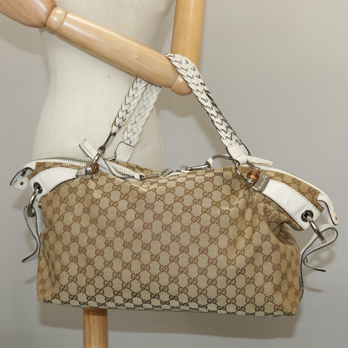 GUCCI GG Canvas Tote Bag Silver Beige 232959 Auth 99848 | eBay GUCCI GG Canvas Tote Bag Silver Beige 232959 Auth 99848 | eBay