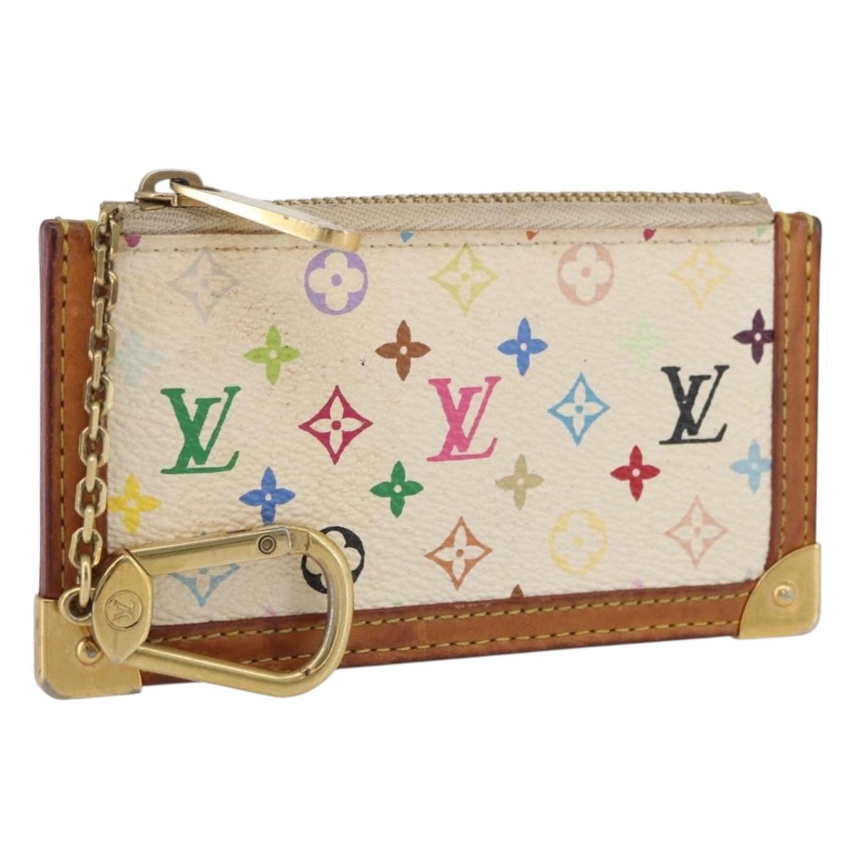 LOUIS VUITTON Monogram Multicolor Pochette Cles Purse White M92655