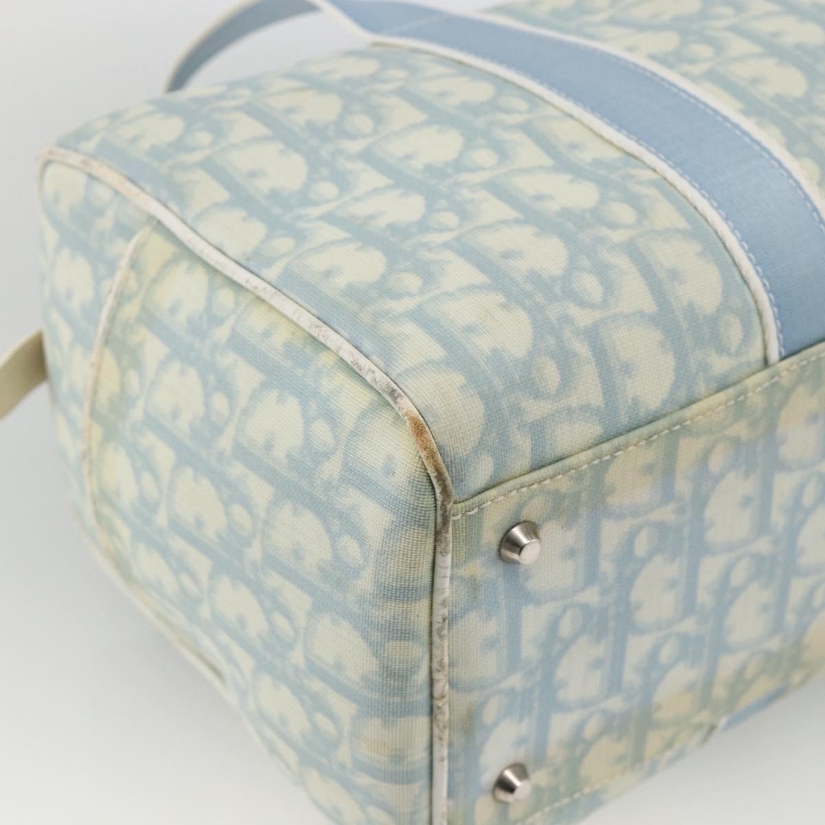 Christian Dior Trotter Canvas Boston Bag PVC Light Blue Silver