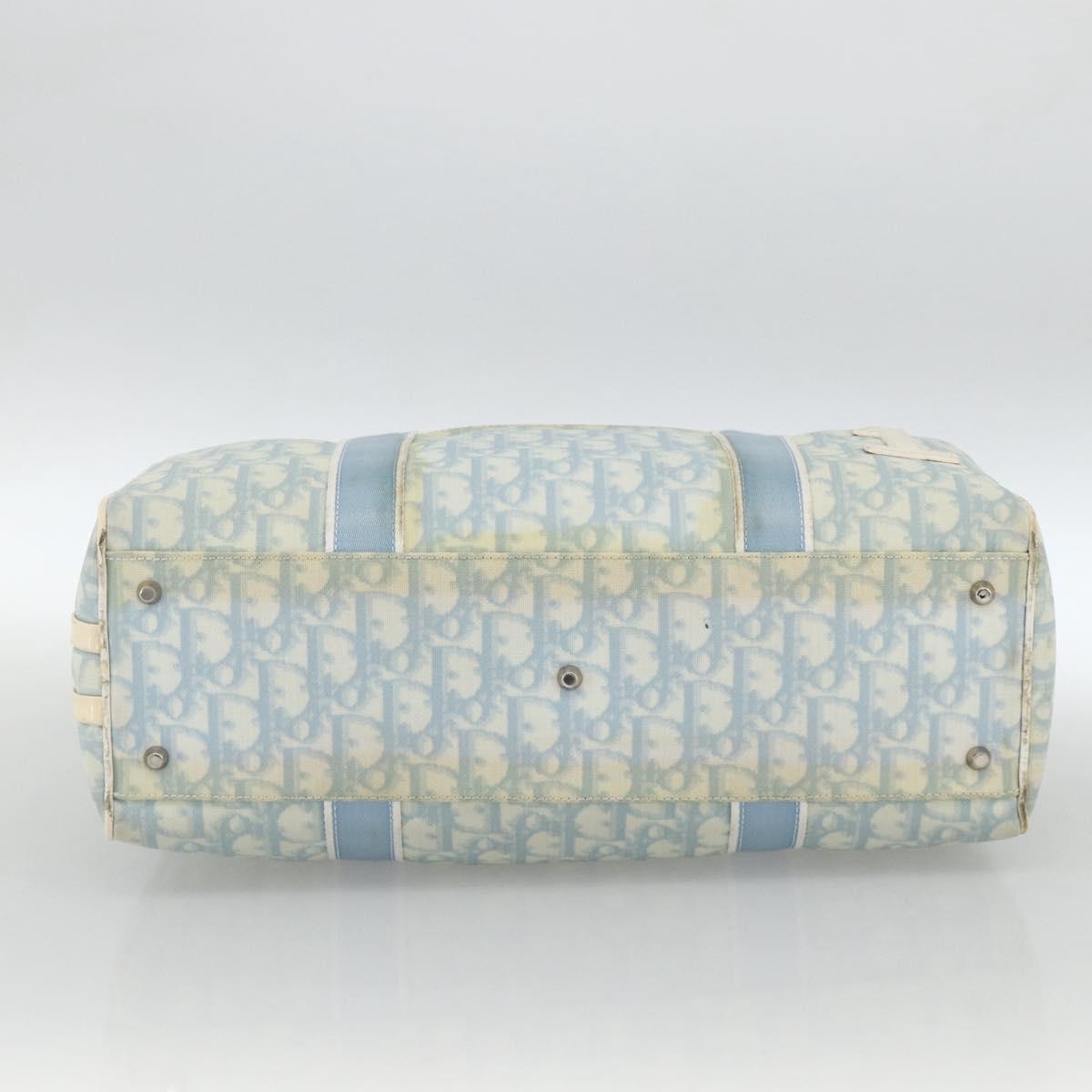 Christian Dior Trotter Canvas Boston Bag PVC Light Blue Silver