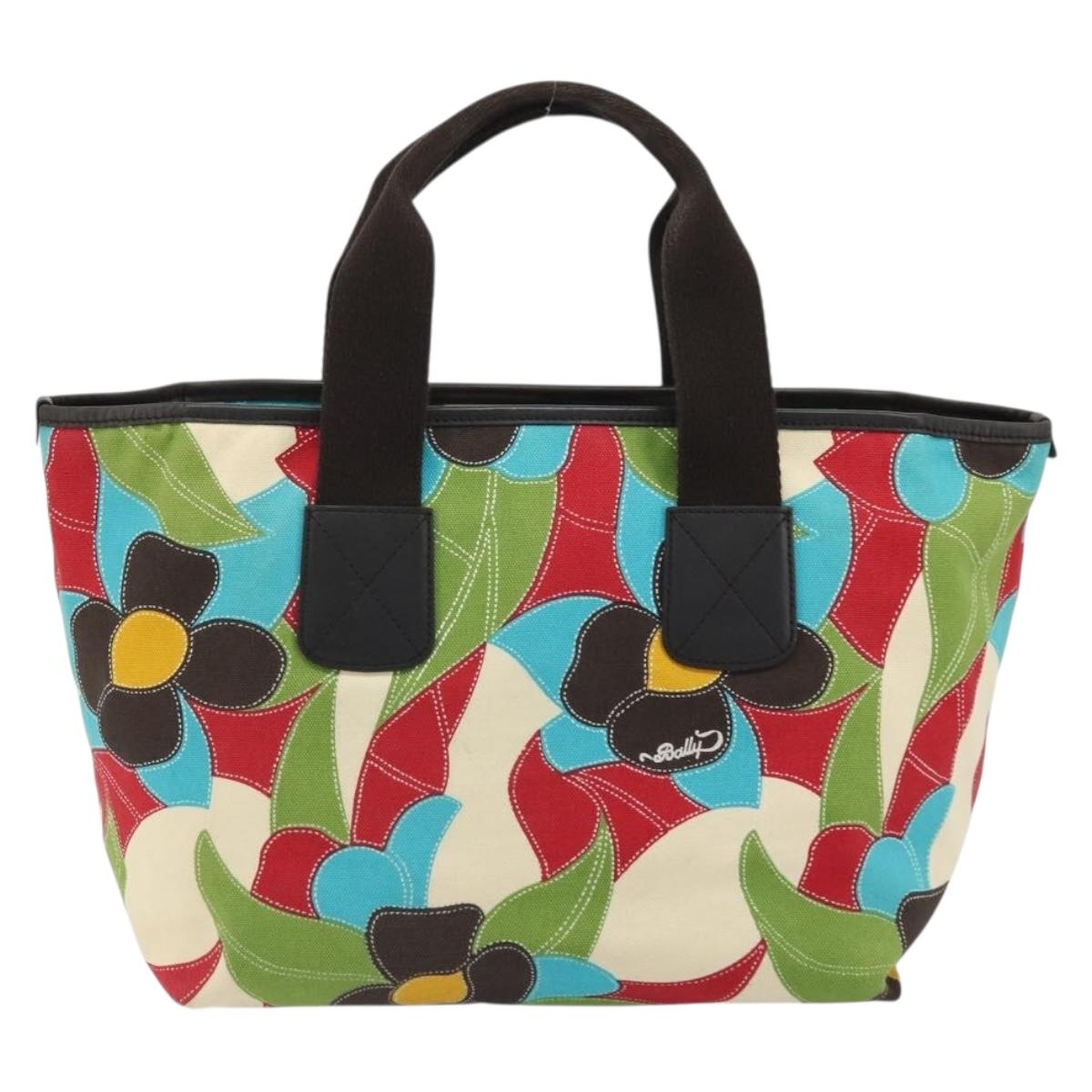BALLY Hand Bag Canvas Multicolor Gold Auth ARZ038 | eBay