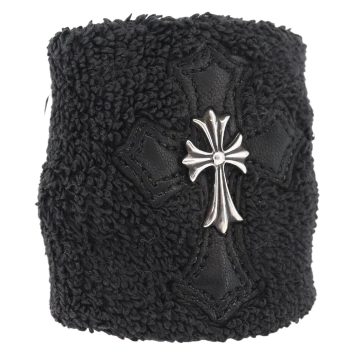 Chrome Hearts Cross Patch CH Cross Wristband Ag925 Black Silver