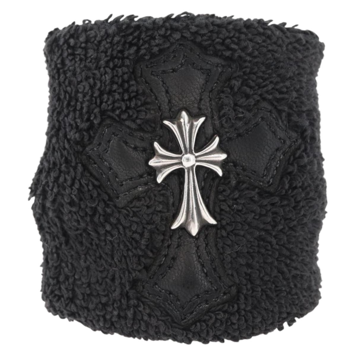 Chrome Hearts Cross Patch CH Cross Wristband Ag925 Black Silver