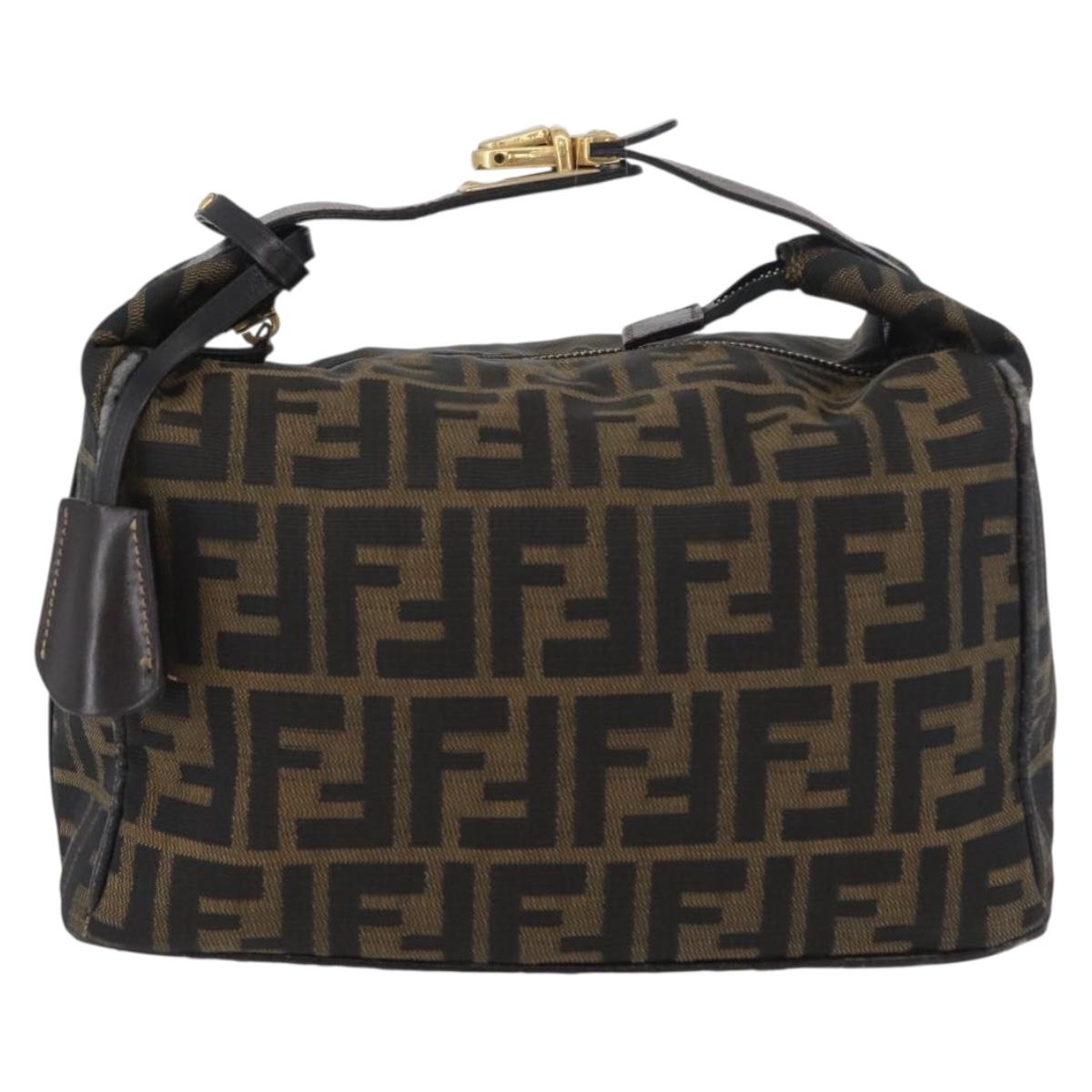 FENDI Zucca Canvas Vanity Hand Bag Black Brown gold Auth ARZ429 | eBay