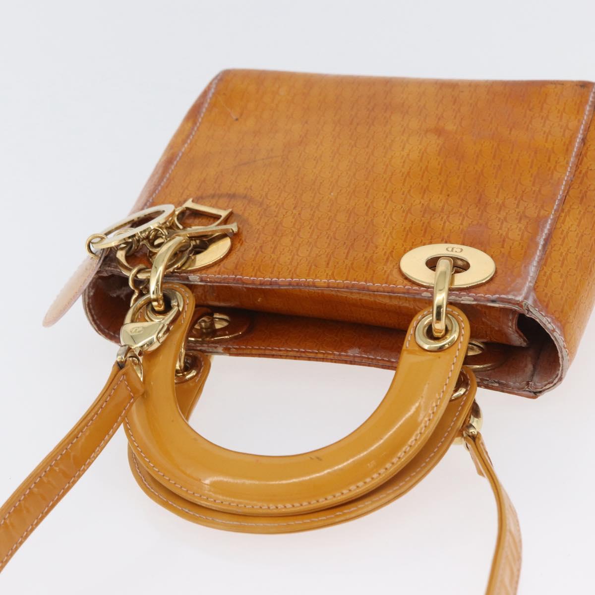Christian Dior Trotter Canvas Lady Dior Hand Bag 2way Yellow Gold