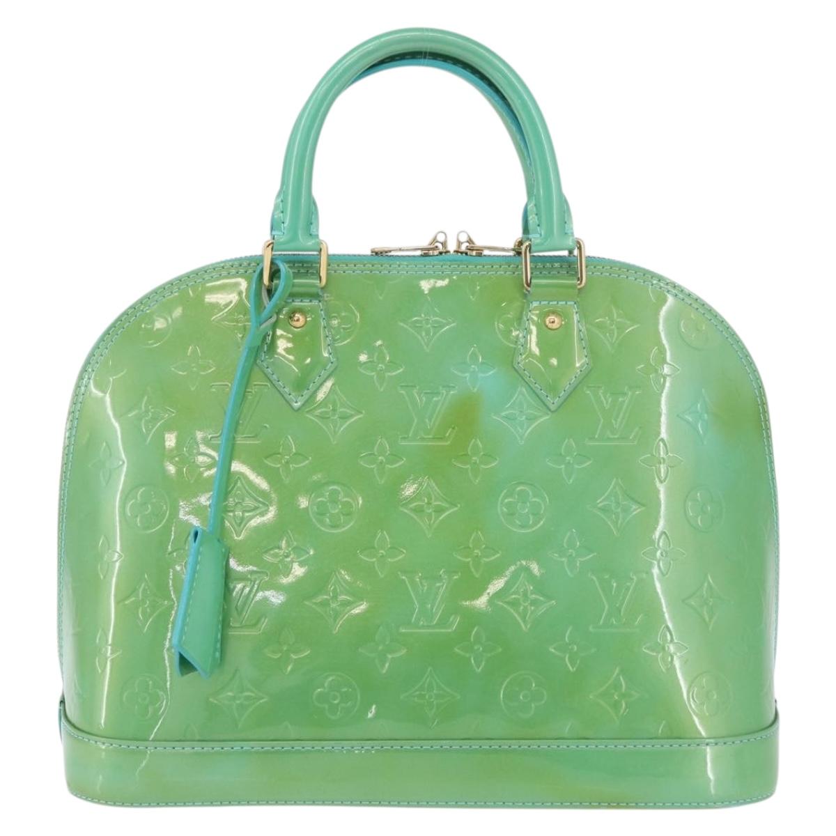 LOUIS VUITTON Monogram Vernis Alma PM Hand Bag Blue Lagon M91694