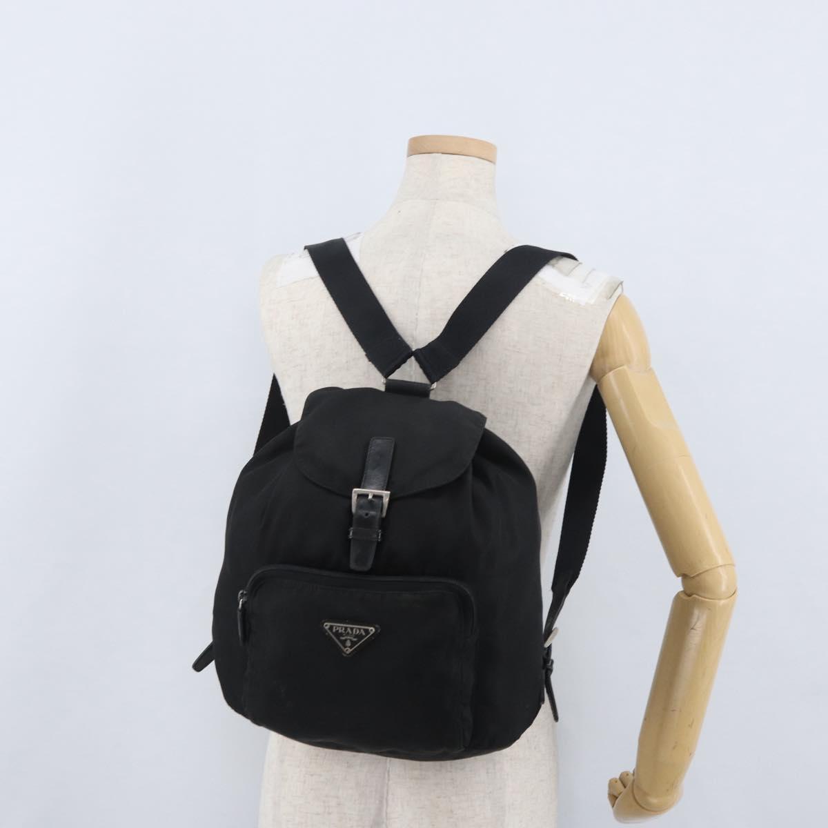 PRADA Backpack Nylon Black Silver Auth BA11574 | eBay