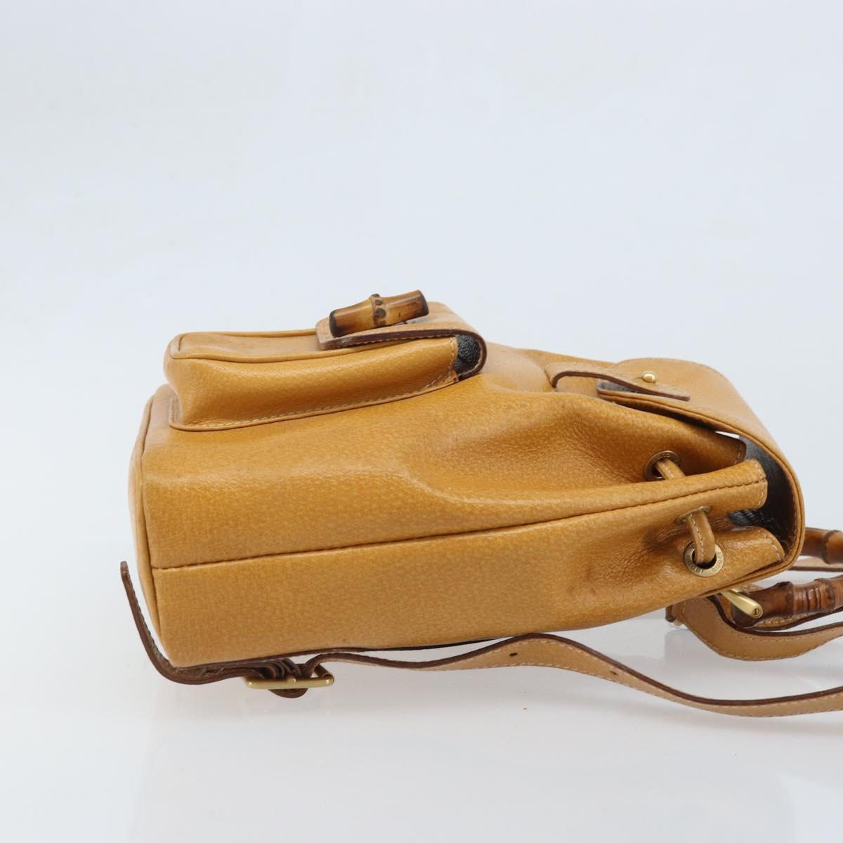 GUCCI Bamboo Backpack Leather Beige Gold 003 2058 0030 Auth 