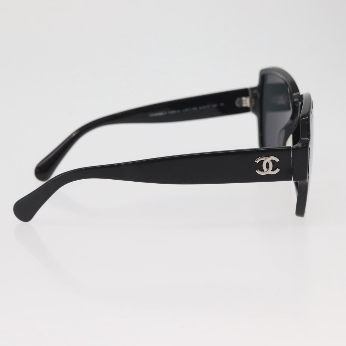 CHANEL パース　値下げ中 CHANEL COCO Mark Sunglasses plastic Black 5385-A CC Auth BA11986