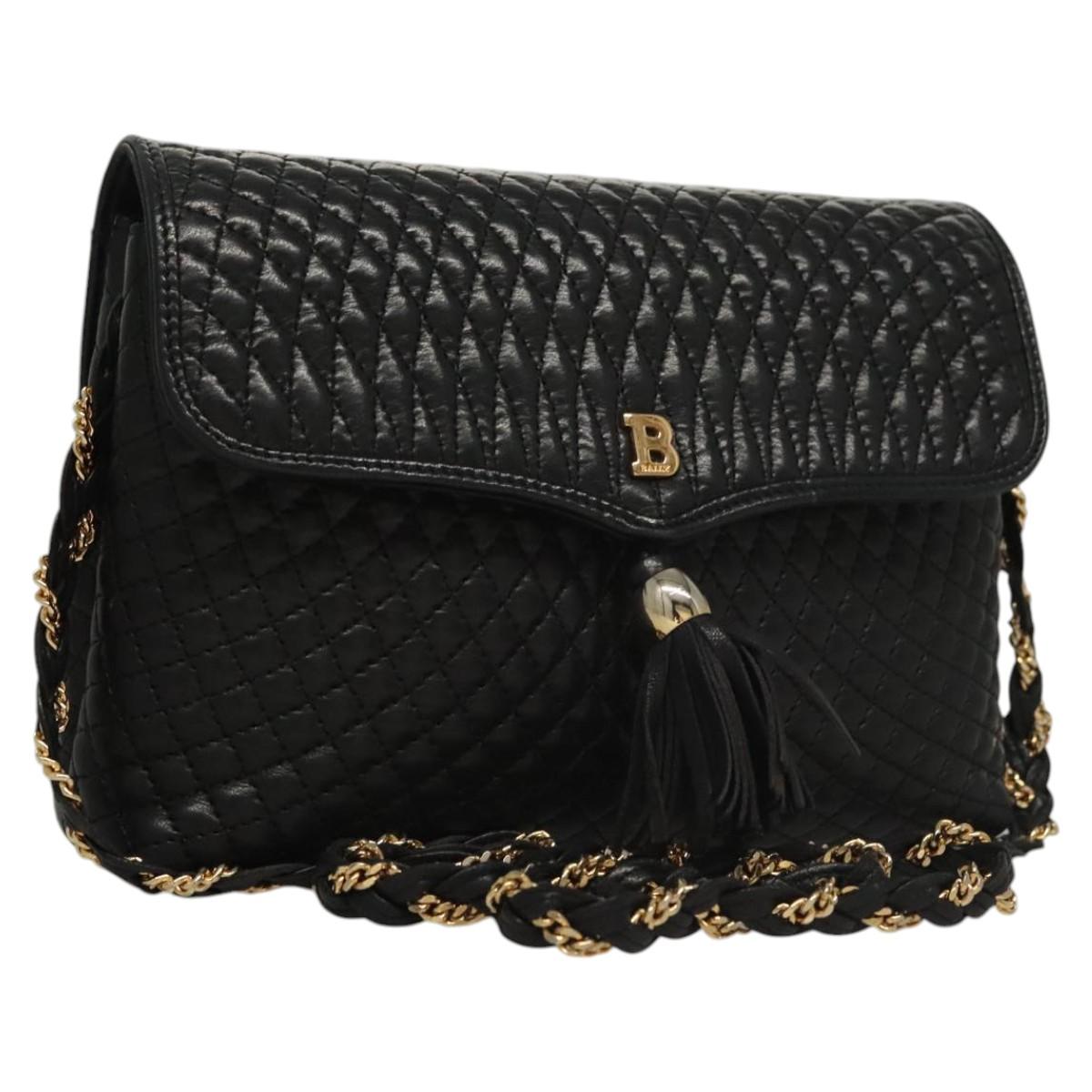 Chic Black and Gold Women\'s crossbody black leather Bally bag BALLY Beckett Flat medium studded glossed-leather shoulder  main image 3
