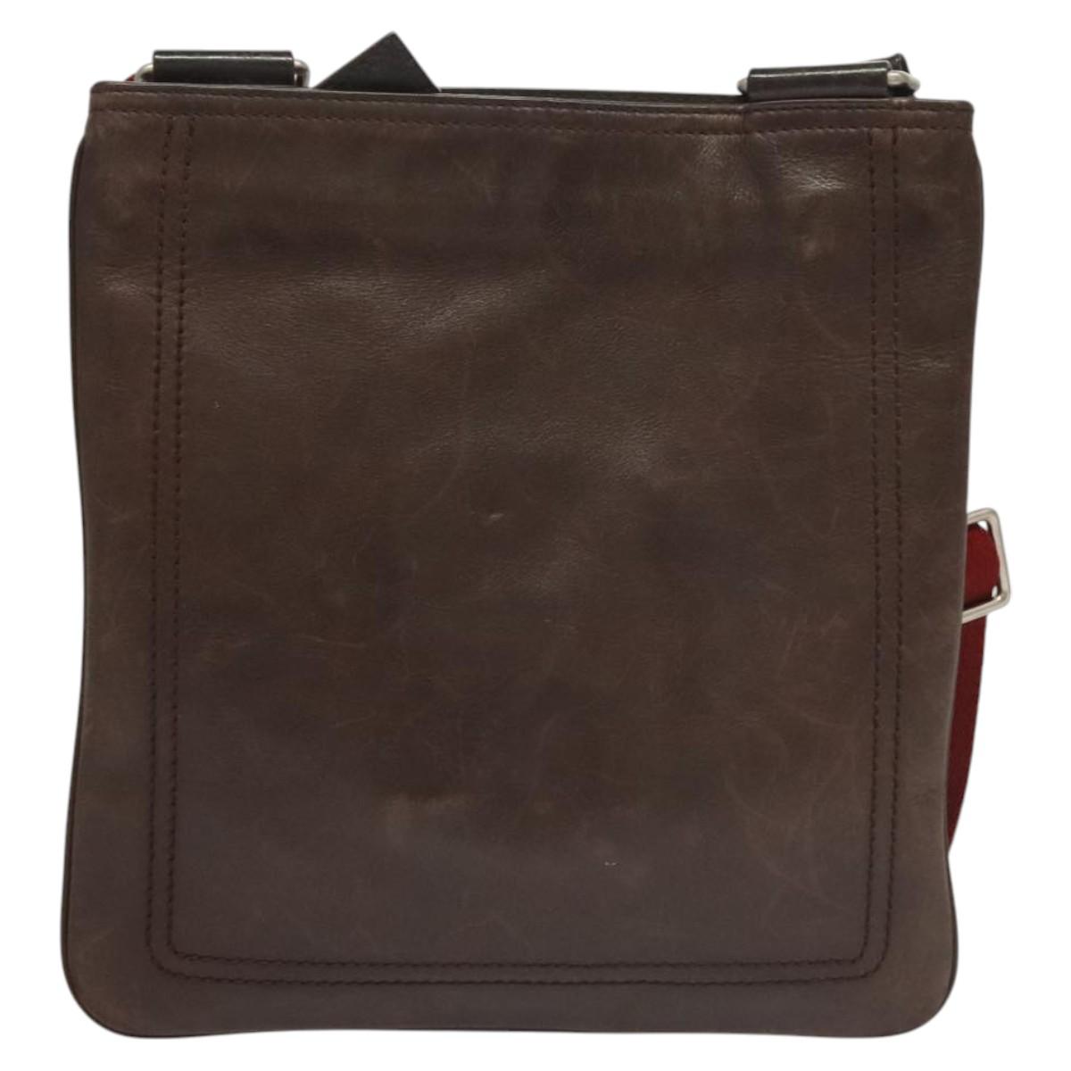 BALLY Shoulder Bag Leather Dark Brown Auth BA1510 | eBay