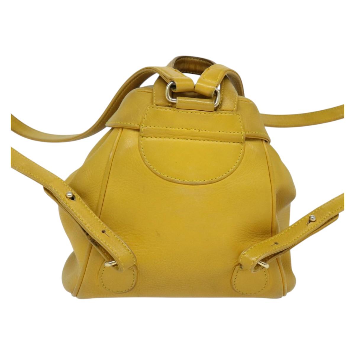 Christian Dior Backpack Leather Gold Yellow Auth BA2068 | eBay
