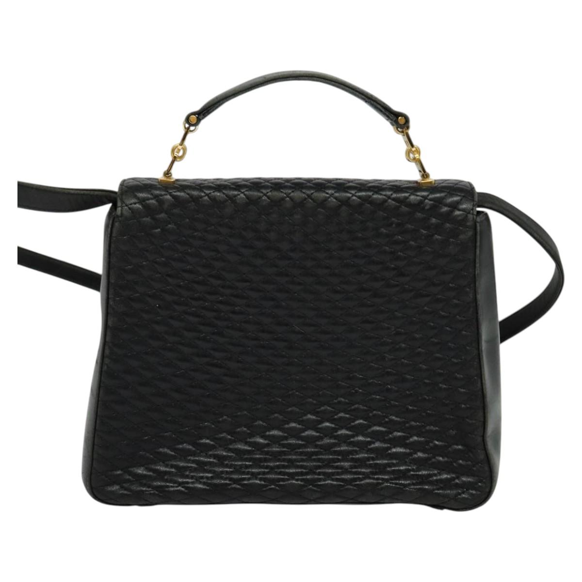 BALLY Hand Bag Leather 2way Black Gold Auth BA2262 | eBay