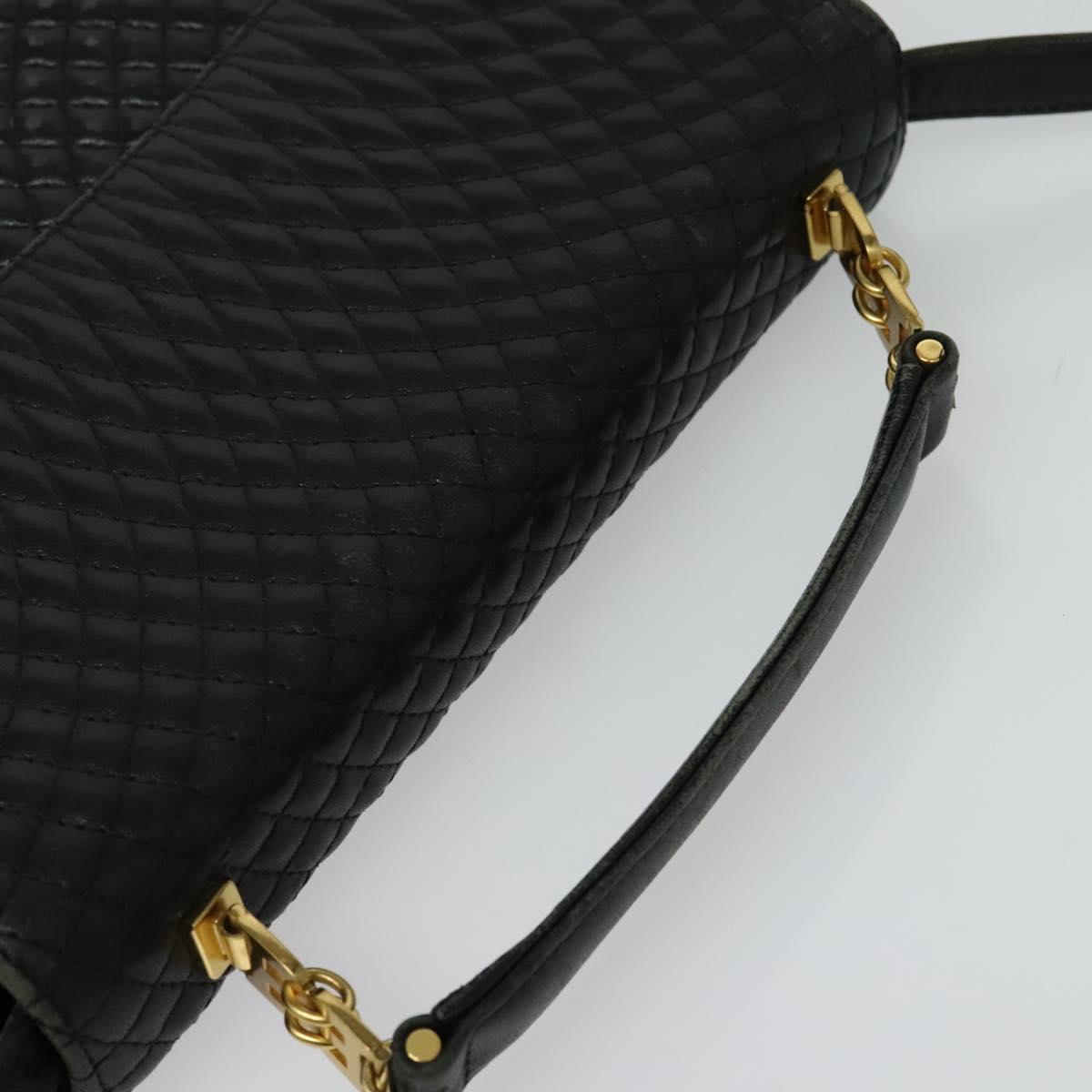 BALLY Hand Bag Leather 2way Black Gold Auth BA2262 | eBay