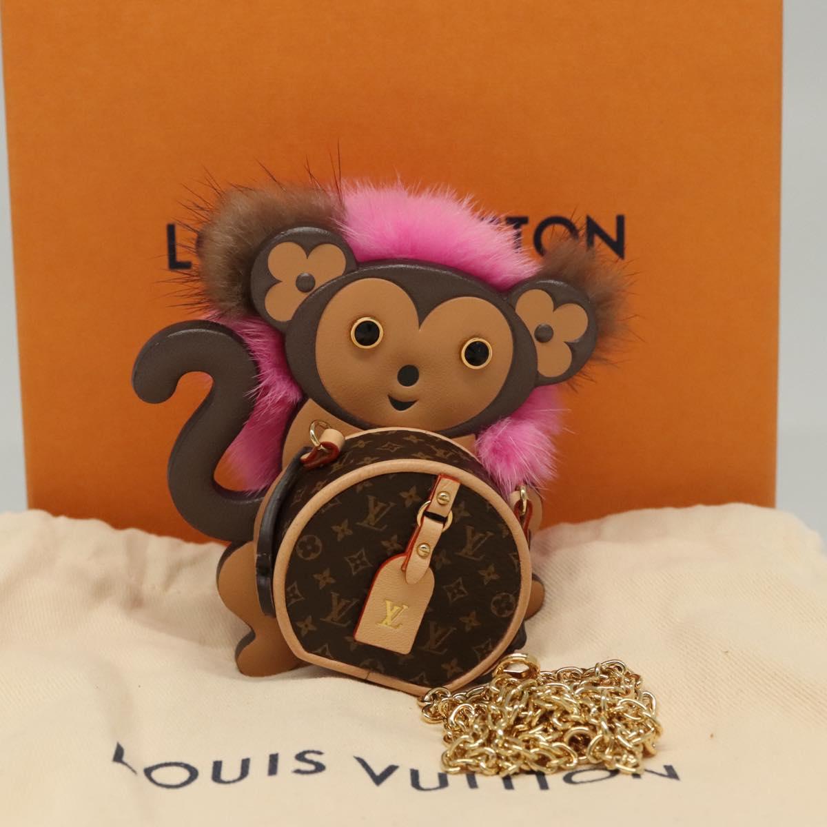 LOUIS VUITTON Monogram Body Chain Monkey Necklace Brown LV Auth 