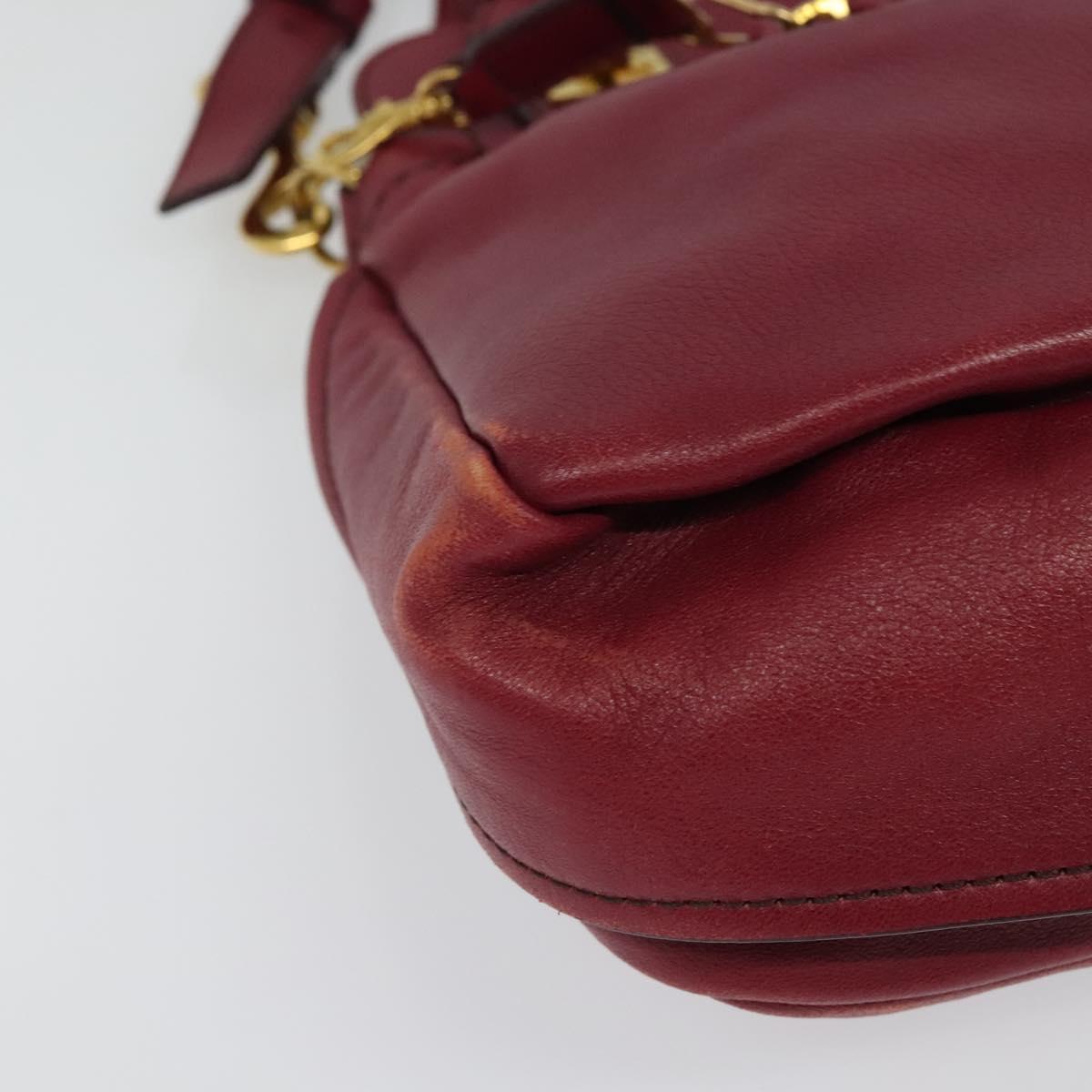 Chloe Margaret Hand Bag Leather 2way Wine Red Gold Auth BA4349 | eBay