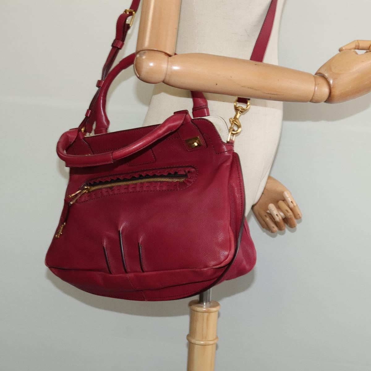 Chloé マーガレット 2way ハンドバッグ ショルダー レザー レッド 赤 Chloe Margaret Hand Bag Leather 2way Wine Red Gold Auth BA4349 | eBay