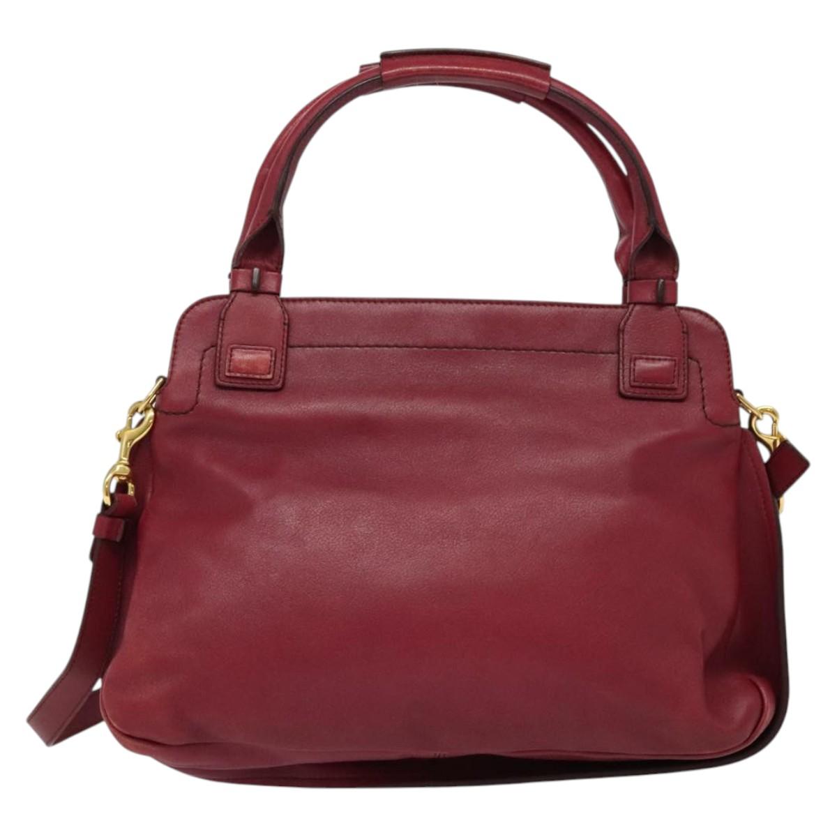 Chloe Margaret Hand Bag Leather 2way Wine Red Gold Auth BA4349 | eBay