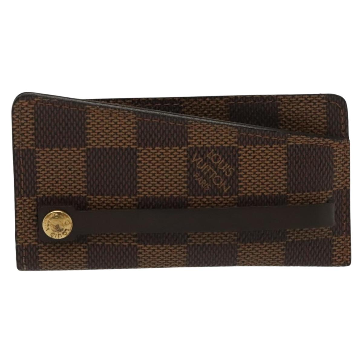 LOUIS VUITTON Damier Ebene Clochette Key Case N62661 LV Auth