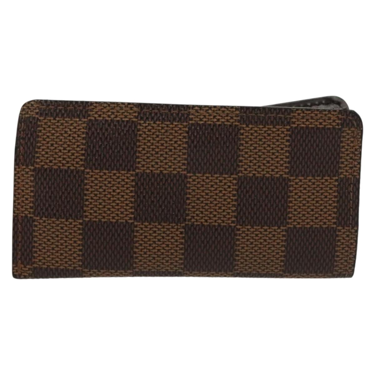 LOUIS VUITTON Damier Ebene Clochette Key Case N62661 LV Auth