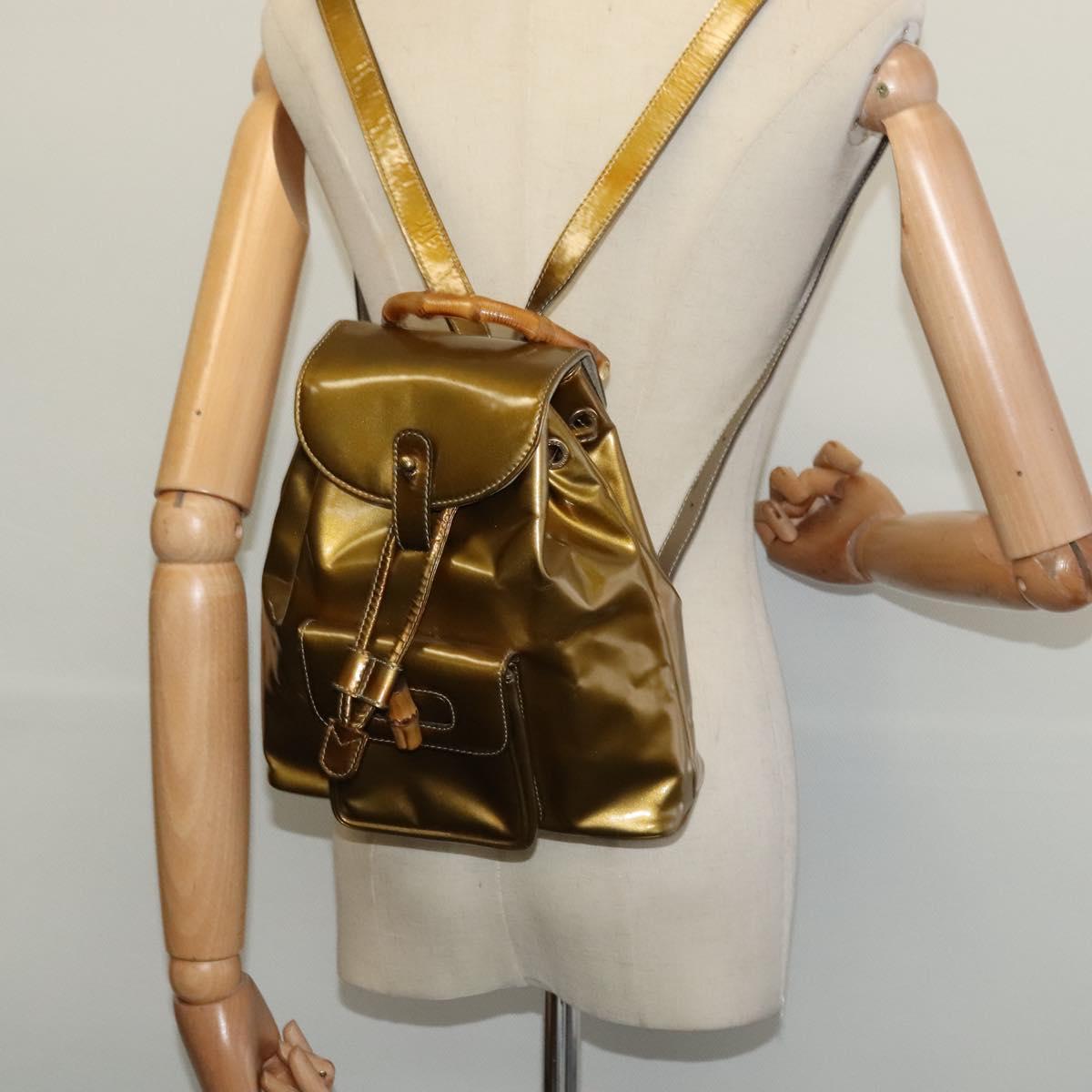 GUCCI Bamboo Backpack Enamel Gold 003 1705 0030 Auth BA4926  display picture 1