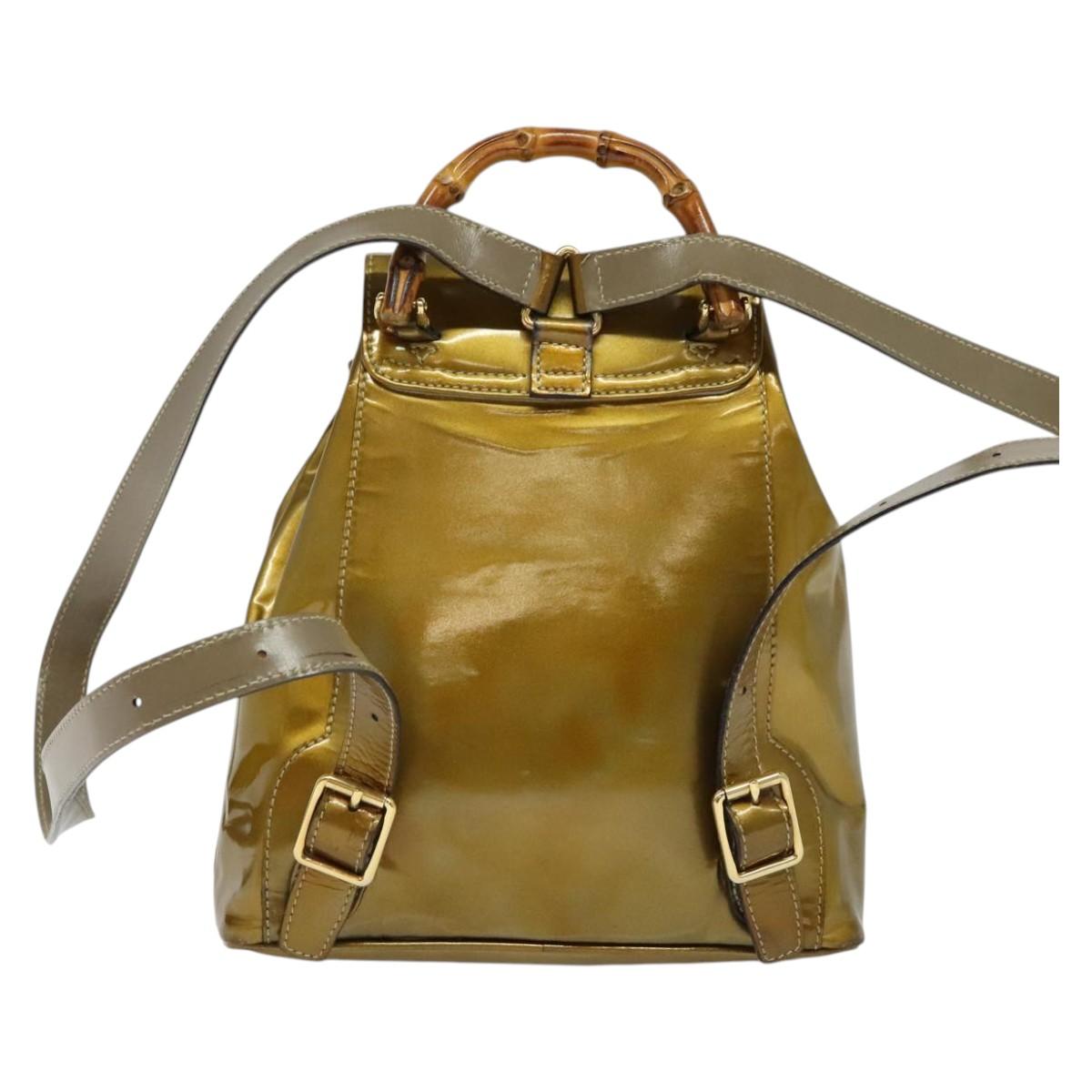 GUCCI Bamboo Backpack Enamel Gold 003 1705 0030 Auth BA4926  display picture 3