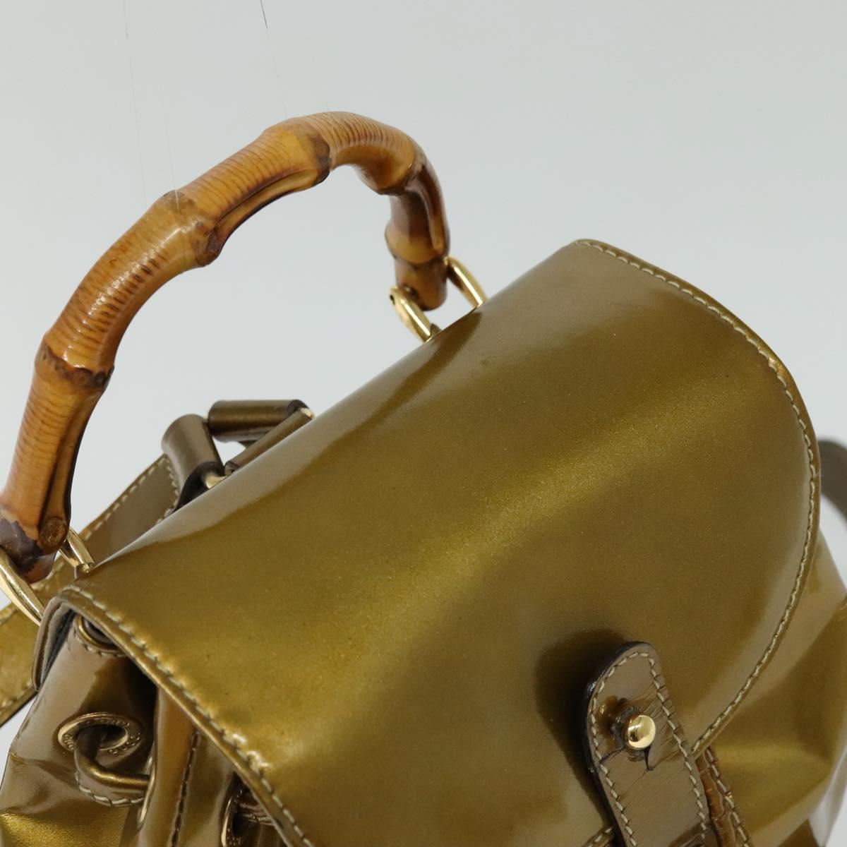 GUCCI Bamboo Backpack Enamel Gold 003 1705 0030 Auth BA4926 GUCCI Bamboo Backpack Enamel Gold 003 1705 0030 Auth BA4926  main image 3