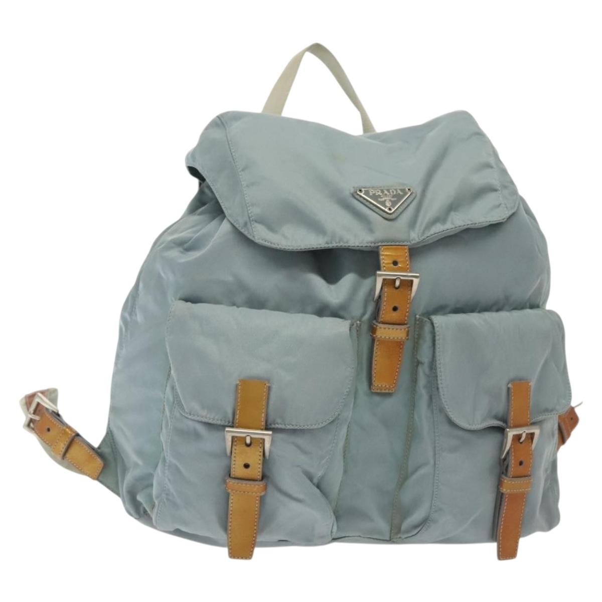 PRADA Backpack Nylon Light Blue Silver Auth BA5026 | eBay display picture 2