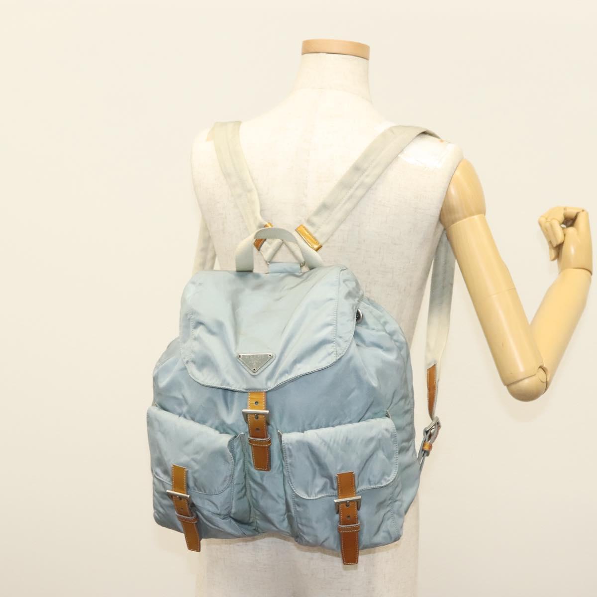 PRADA Backpack Nylon Light Blue Silver Auth BA9058 Prada backpack | main image 2
