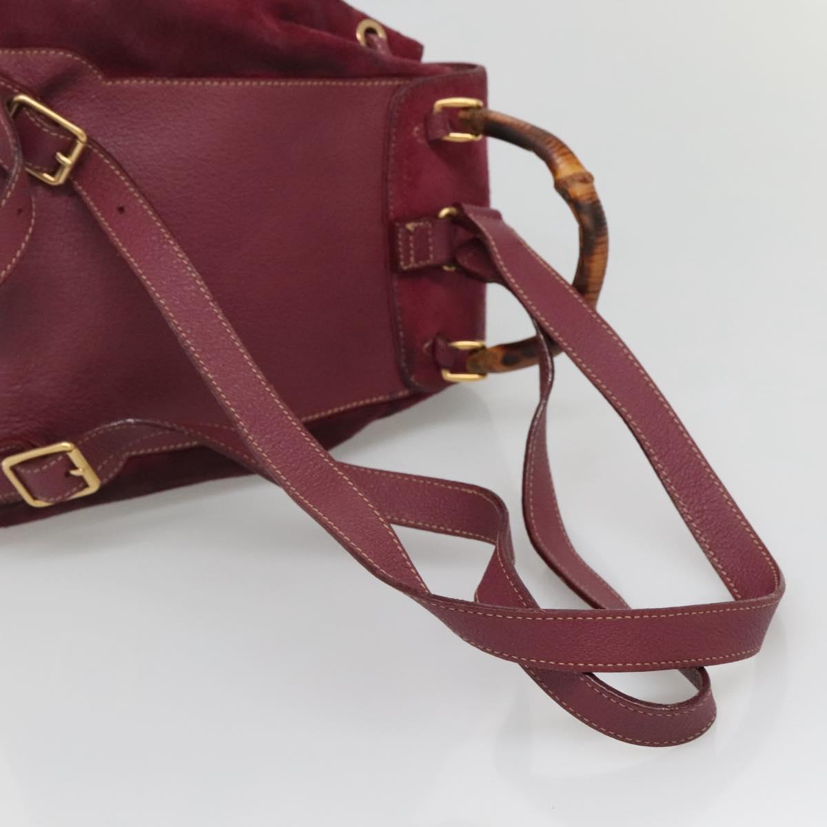 GUCCI Bamboo Backpack Suede Purple Gold 003 1705 0030 Auth  display picture 1
